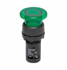 Кнопка грибок EKF PROxima SW2C-MD 230 В 1NO IP54 без фиксации с подсветкой зеленая (sw2c-md-gg-24)