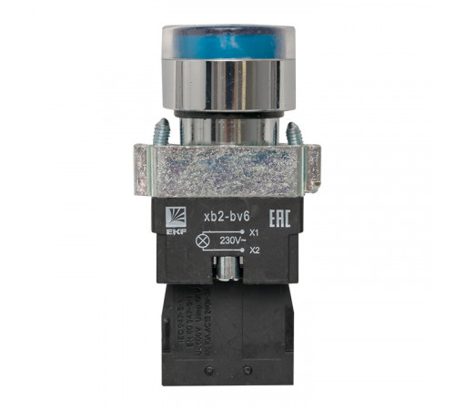 Кнопка плоская EKF PROxima BA61 230 В IP40 с подсветкой синяя (xb2-bw61-230)