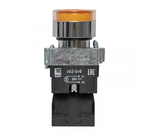 Кнопка плоская EKF PROxima BA51 24 В IP40 с подсветкой желтая (xb2-bw51-24)
