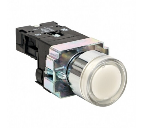 Кнопка плоская EKF PROxima BA21 24 В IP40 без фиксации с подсветкой белая (xb2-bw21-24)