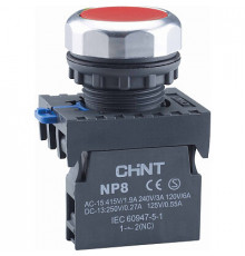 Кнопка плоская Chint NP8 220 В IP65 без подсветки красная (667231)