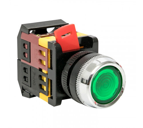 Кнопка плоская EKF PROxima ABLFS-22 230 В IP40 без фиксации с подсветкой зеленая (ablfs-22-g)
