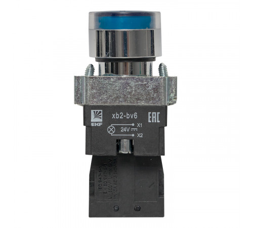 Кнопка плоская EKF PROxima BW61 24 В IP40 с подсветкой синяя (xb2-bw61-24)