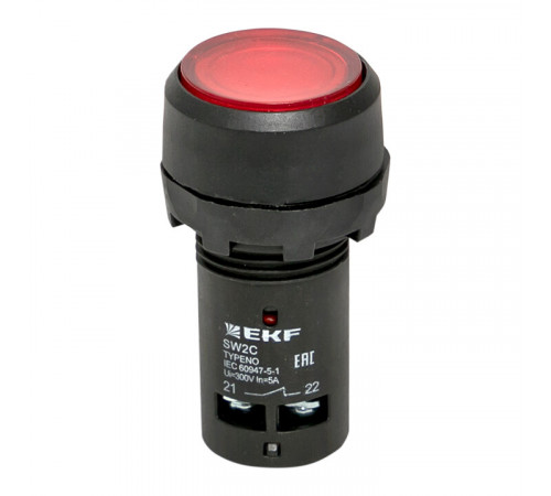 Кнопка плоская EKF PROxima SW2C-10D 230 В IP54 без фиксации с подсветкой красная (sw2c-md-r) Кнопка плоская EKF PROxima SW2C-10D 230 В IP54 без фиксации с подсветкой красная (sw2c-md-r)