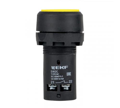 Кнопка плоская EKF PROxima SW2C-11 230 В IP54 с фиксацией желтая (sw2c-11f-y) Кнопка плоская EKF PROxima SW2C-11 230 В IP54 с фиксацией желтая (sw2c-11f-y)