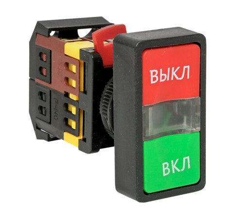 Кнопка прямоугольная EKF PROxima AS-22N 24 В IP40 пуск-стоп красно-зеленая (pbn-as-rec-24)
