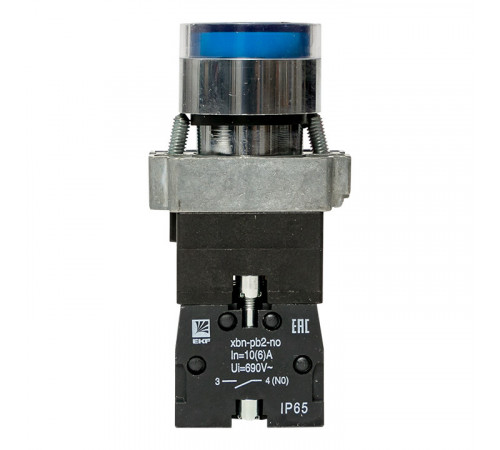 Кнопка плоская EKF PROxima BA61 230 В IP65 с подсветкой синяя (xb2-bw61-230-65) Кнопка плоская EKF PROxima BA61 230 В IP65 с подсветкой синяя (xb2-bw61-230-65)