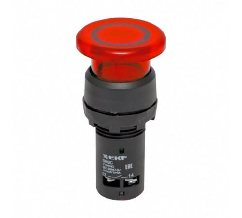 Кнопка грибок EKF PROxima SW2C-MD 230 В 1NC IP54 без фиксации с подсветкой красная (sw2c-md-rr)