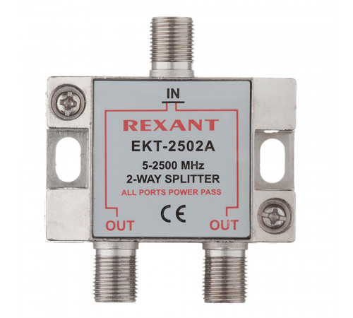 ТВ делитель Rexant Спутник 2 F-выхода (05-6201) ТВ делитель Rexant Спутник 2 F-выхода (05-6201)