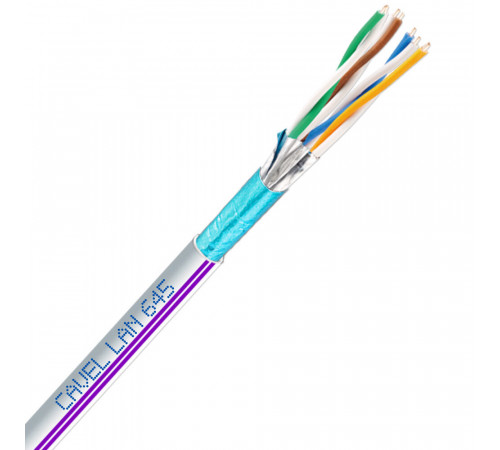 Интернет-кабель (витая пара) F/FTP CAT6a LAN 645 4х2х0,57 мм экранированный Cavel белый (150 м)