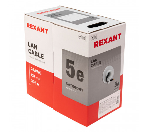 Интернет-кабель (витая пара) UTP 4PR CAT5e 4х2х0,51 мм Rexant (305 м)