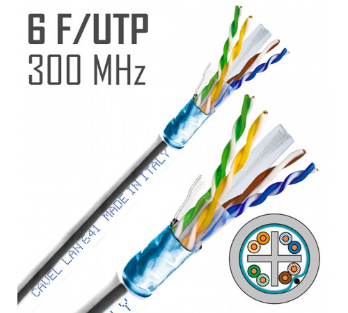 Интернет-кабель (витая пара) FTP CAT6 LAN 641 4х2х0,57 мм экранированный Cavel Интернет-кабель (витая пара) FTP CAT6 LAN 641 4х2х0,57 мм экранированный Cavel