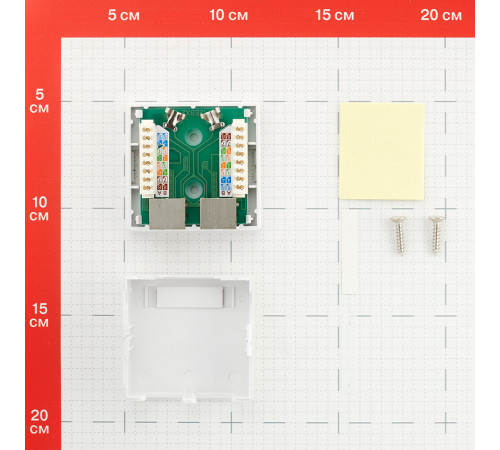 Розетка компьютерная экранированная Hyperline 8P8C CAT5e 2 гнезда (430233)