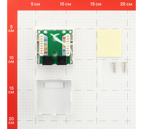 Розетка компьютерная Hyperline 8P8C CAT5e 2 гнезда (430234)