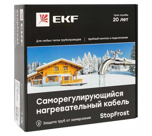 Кабель греющий саморегулирующийся для труб EKF StopFrost 51 Вт 3 м для обогрева трубопровода (SF-17-3) Кабель греющий саморегулирующийся для труб EKF StopFrost 51 Вт 3 м для обогрева трубопровода (SF-17-3)