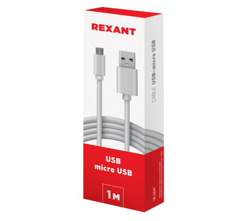 Кабель USB-A/micro USB Rexant 1 А 1 м (18-4269) Кабель USB-A/micro USB Rexant 1 А 1 м (18-4269)