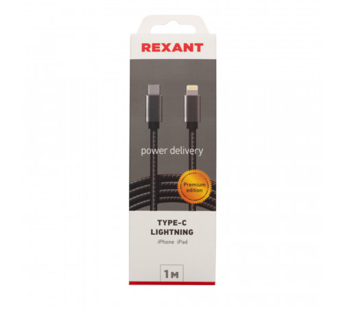 Кабель USB-A/Lightning Rexant 2,4 А 1 м (18-7054) Кабель USB-A/Lightning Rexant 2,4 А 1 м (18-7054)