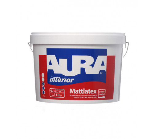 Краска моющаяся Aura Interior Mattlatex база А белая 9 л Краска моющаяся Aura Interior Mattlatex база А белая 9 л