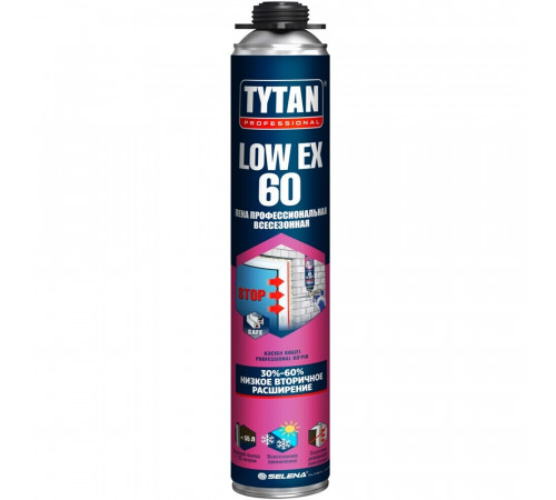 Пена монтажная профессиональная Tytan Professional LowEx 60 всесезонная 750 мл Пена монтажная профессиональная Tytan Professional LowEx 60 всесезонная 750 мл