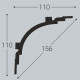 Плинтус потолочный из экополимера ударопрочный 110х110х2000 мм Bello Deco XPS К14
