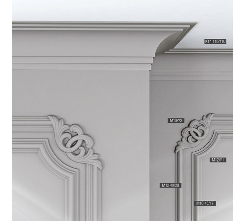 Плинтус потолочный из экополимера ударопрочный 110х110х2000 мм Bello Deco XPS К14 Плинтус потолочный из экополимера ударопрочный 110х110х2000 мм Bello Deco XPS К14
