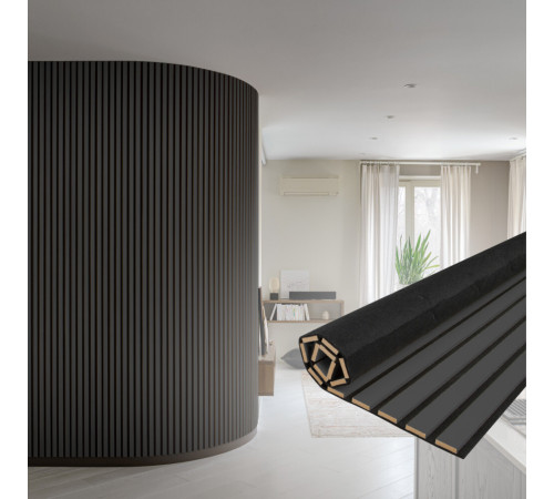 Панель акустическая 600х2780х9 мм Stella black lead 1,67 кв.м Панель акустическая 600х2780х9 мм Stella black lead 1,67 кв.м