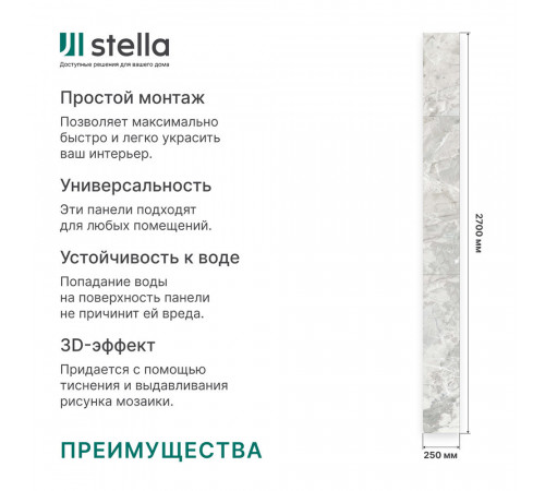 Панель ПВХ 250х2700х9 мм Stella бесшовная цифровая печать винсон 0,675 кв.м Панель ПВХ 250х2700х9 мм Stella бесшовная цифровая печать винсон 0,675 кв.м