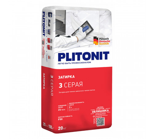 Затирка цементная Plitonit серая 20 кг Затирка цементная Plitonit серая 20 кг
