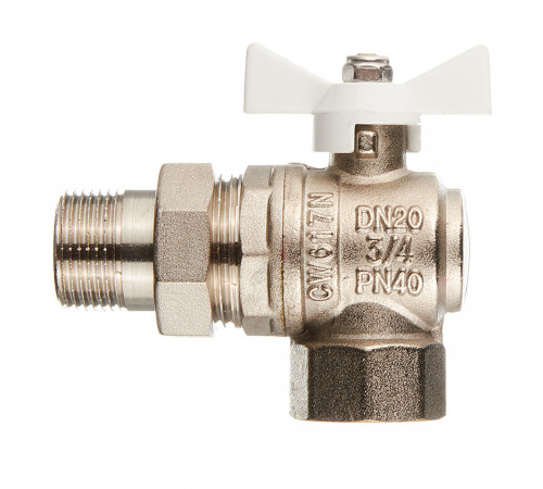 Кран шаровой латунный Valtec Base 3/4 ВР(г) х 3/4 НР(ш) бабочка с полусгоном угловой (VT.228.NW.05) Кран шаровой латунный Valtec Base 3/4 ВР(г) х 3/4 НР(ш) бабочка с полусгоном угловой (VT.228.NW.05)