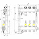 Коллектор для теплого пола Tece 1 ВР(г) х 3 выхода 3/4 НР(ш) ЕК х 1 ВР(г) с расходомерами (77310003)