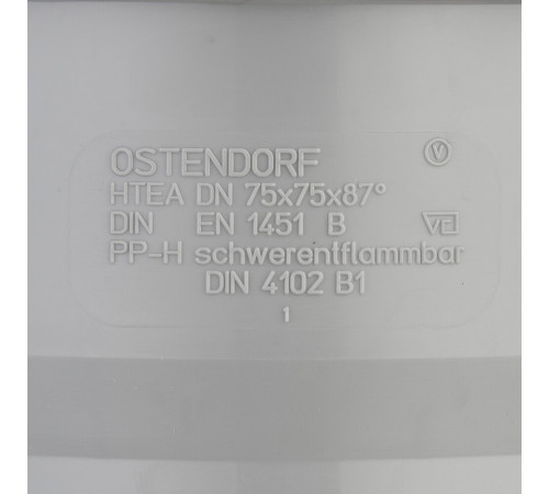 Тройник Ostendorf HTEA d75 мм 87° пластиковый для внутренней канализации (113400) Тройник Ostendorf HTEA d75 мм 87° пластиковый для внутренней канализации (113400)
