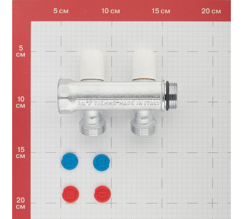 Коллектор Tiemme 3/4 ВР(г) х 2 выхода 3/4 НР(ш) ЕК х 3/4 НР(ш) регулируемый (1860026/1877K50050502) Коллектор Tiemme 3/4 ВР(г) х 2 выхода 3/4 НР(ш) ЕК х 3/4 НР(ш) регулируемый (1860026/1877K50050502)