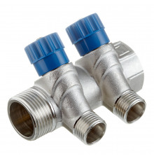 Коллектор Valtec 1 ВР(г) х 2 выхода 1/2 НР(ш) х 1 НР(ш) регулируемый (VTc.560.N.0602)