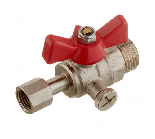 Кран шаровой латунный Valtec 1/2 НР(ш) х 1/4 ВР(г) для подключения манометра проходной бабочка прямой (VT.806.N.0402) Кран шаровой латунный Valtec 1/2 НР(ш) х 1/4 ВР(г) для подключения манометра проходной бабочка прямой (VT.806.N.0402)