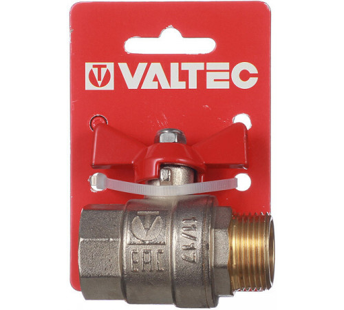 Кран шаровой латунный Valtec Base 3/4 ВР(г) х 3/4 НР(ш) бабочка прямой (VT.218.N.05)