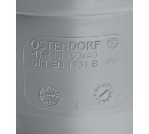 Переходник Ostendorf HTR d50х40 мм пластиковый эксцентрический для внутренней канализации (112710)