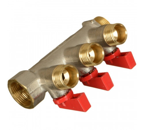 Коллектор Terma 3/4 ВР(г) х 3 выхода 1/2 НР(ш) х 3/4 НР(ш) с шаровыми кранами (41232) Коллектор Terma 3/4 ВР(г) х 3 выхода 1/2 НР(ш) х 3/4 НР(ш) с шаровыми кранами (41232)