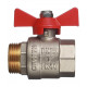Кран шаровой латунный Valtec Base 1 ВР(г) х 1 НР(ш) бабочка прямой (VT.218.N.06)