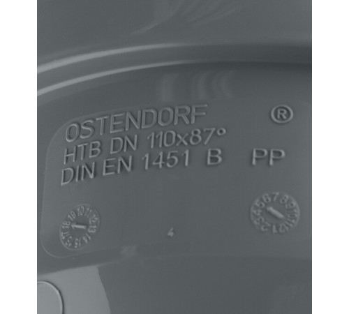 Отвод Ostendorf HTB d110 мм 87° пластиковый для внутренней канализации (115140)