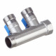 Коллектор Henco 3/4 ВР(г) х 2 выхода 3/4 НР(ш) ЕК х 3/4 НР(ш) с шаровыми кранами (VB050502-BLAUW)