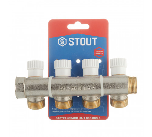 Коллектор Stout 3/4 ВР(г) х 4 выхода 3/4(ЕК) х 3/4 НР(ш) регулирующий (SMB 6851 343404) Коллектор Stout 3/4 ВР(г) х 4 выхода 3/4(ЕК) х 3/4 НР(ш) регулирующий (SMB 6851 343404)