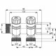 Коллектор Tece 1 ВР(г) х 2 выхода 3/4 НР(ш) ЕК х 1 НР(ш) с запорными вентилями (8730010)