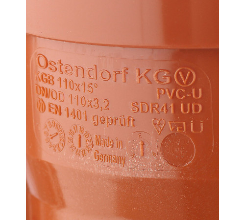 Отвод Ostendorf KGВ d110 мм 15° пластиковый для наружной канализации (220209) Отвод Ostendorf KGВ d110 мм 15° пластиковый для наружной канализации (220209)