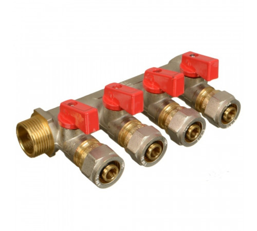 Коллектор Terma 3/4 ВР(г) х 4 выхода 16 обж(ц) х 3/4 НР(ш) с шаровыми кранами (35993) Коллектор Terma 3/4 ВР(г) х 4 выхода 16 обж(ц) х 3/4 НР(ш) с шаровыми кранами (35993)