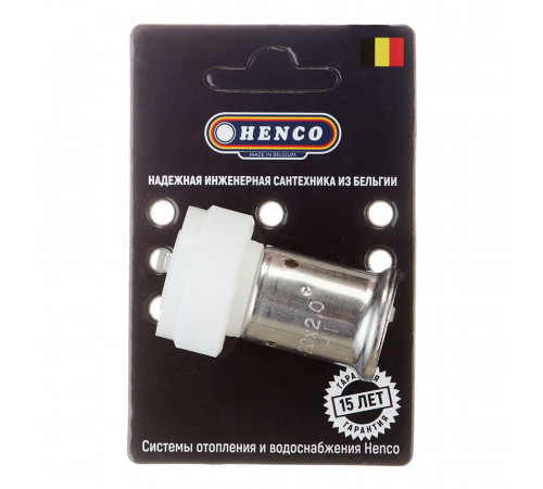 Муфта с накидной гайкой Henco (26PKW-2005) 20(пресс) х 3/4 ВР(г) белая PVDF Муфта с накидной гайкой Henco (26PKW-2005) 20(пресс) х 3/4 ВР(г) белая PVDF