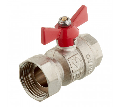 Кран шаровой латунный Valtec 3/4 ВР(г) х 1 ВР(г) проходной бабочка с накидной гайкой прямой (VT.241.N.0506) Кран шаровой латунный Valtec 3/4 ВР(г) х 1 ВР(г) проходной бабочка с накидной гайкой прямой (VT.241.N.0506)