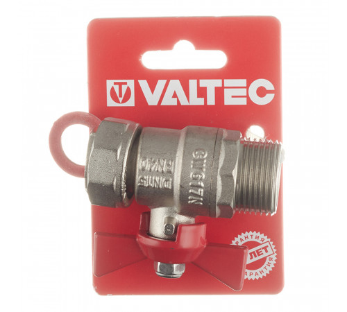 Кран шаровой латунный Valtec 3/4 ВР(г) х 3/4 НР(ш) проходной бабочка с накидной гайкой прямой (VT.260.N.0505)
