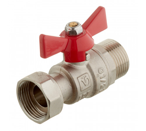 Кран шаровой латунный Valtec 3/4 ВР(г) х 3/4 НР(ш) проходной бабочка с накидной гайкой прямой (VT.260.N.0505)