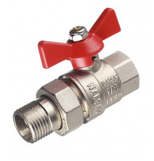 Кран шаровой латунный Valtec Base 1/2 ВР(г) х 1/2 НР(ш) бабочка с полусгоном прямой (VT.227.N.04)