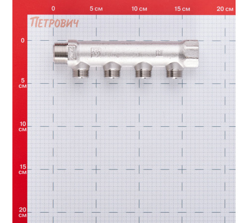 Коллектор Valtec 3/4 ВР(г) х 4 выхода 1/2 НР(ш) х 3/4 НР(ш) (VTc.500.N.0504) Коллектор Valtec 3/4 ВР(г) х 4 выхода 1/2 НР(ш) х 3/4 НР(ш) (VTc.500.N.0504)